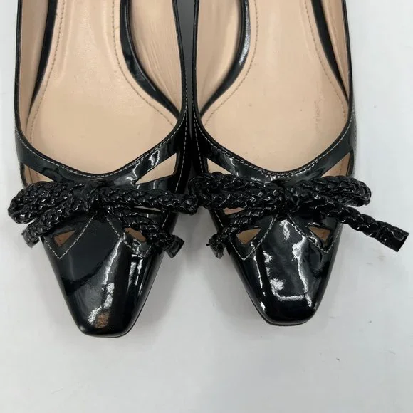 Prada Black Patent Leather Heels with Bow AccentSize 38EU